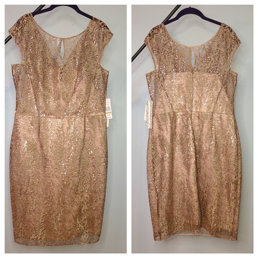 Gold Sequin Cocktail Dress.